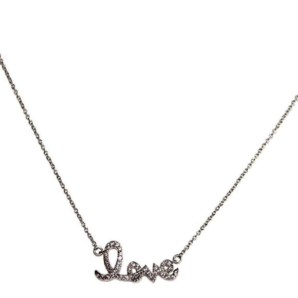 Cubic Zirconia Elegant Girls Womens Clear Cz Tiny Mini Miniature Love Necklace - Picture 1 of 5